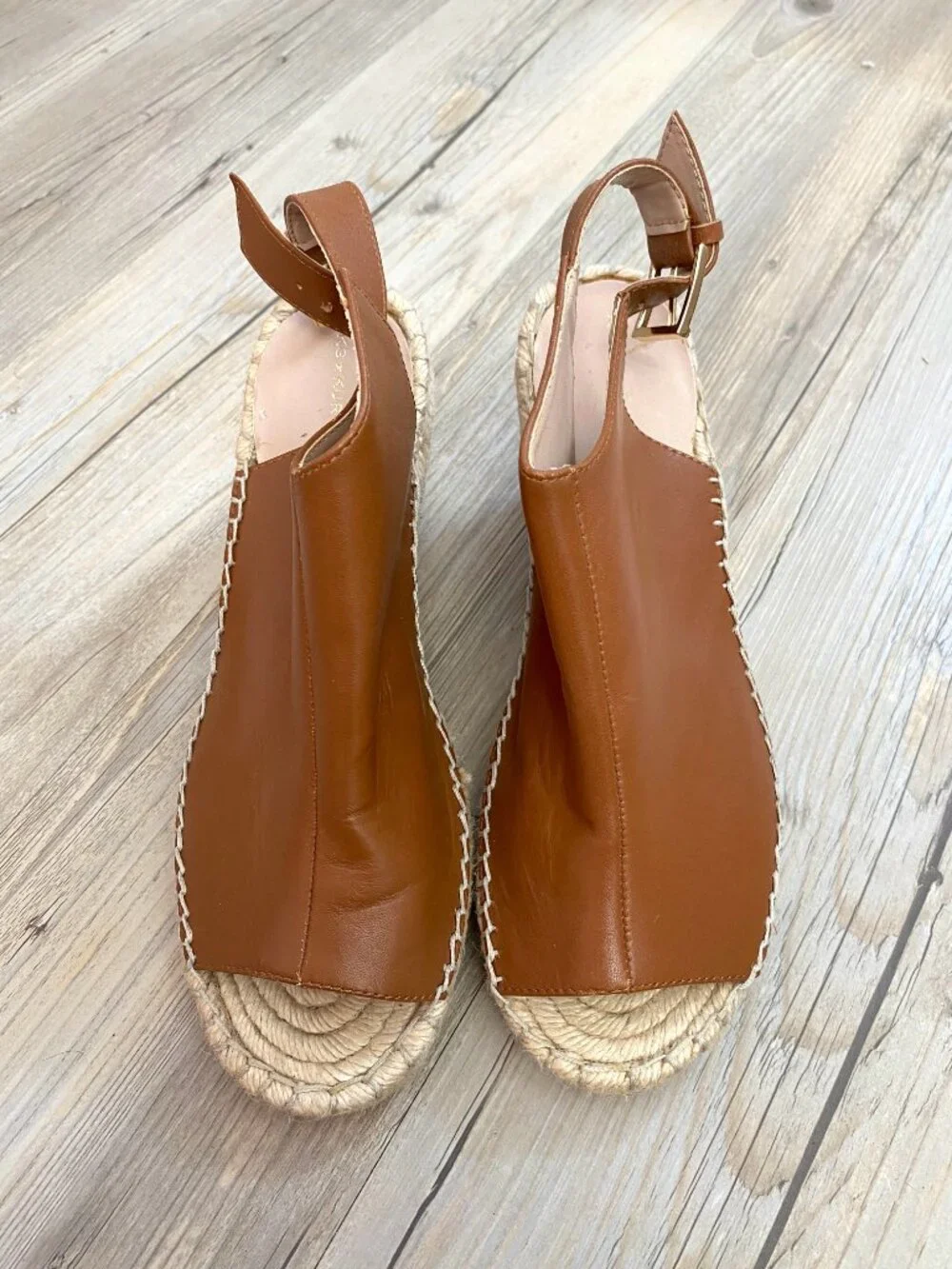 Kurt Geiger Brown Espadrille Peep Toe Wedges - Size 37